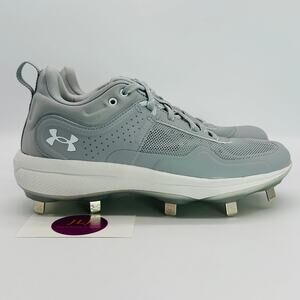 Under Armour Women's UA Glyde MT Softball Cleats Grey/White 3024328-105 Size 6
